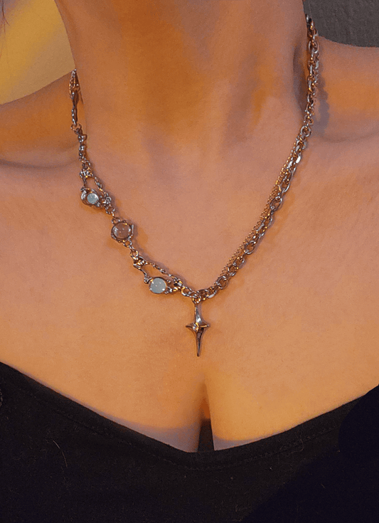 cerulean asymmetrical aura necklace