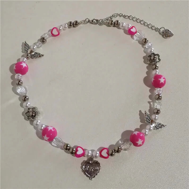 Blush Chunky Angel Necklace