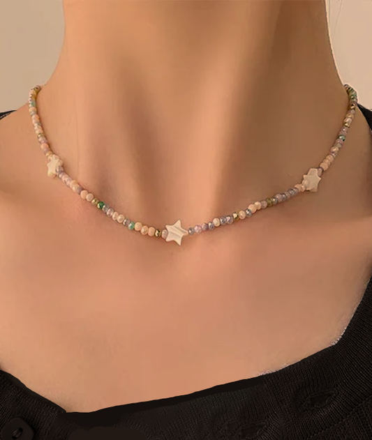 ivory beaded star necklace